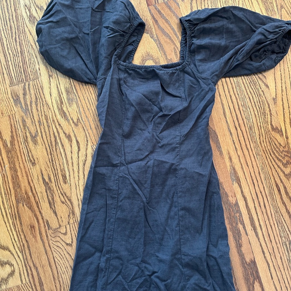 Charcoal Puff Sleeve Dress